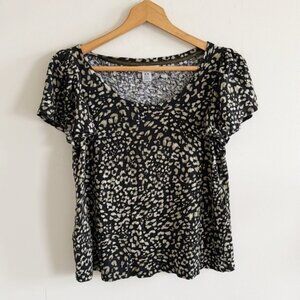 Tommy Bahama linen leopard print short sleeve top size Medium
